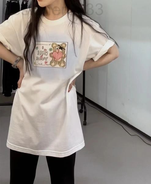 

women's t-shirt designer products in spring and summer of 22[pirate bear]personalized hand-painted bear graffiti can be cute love loose, White