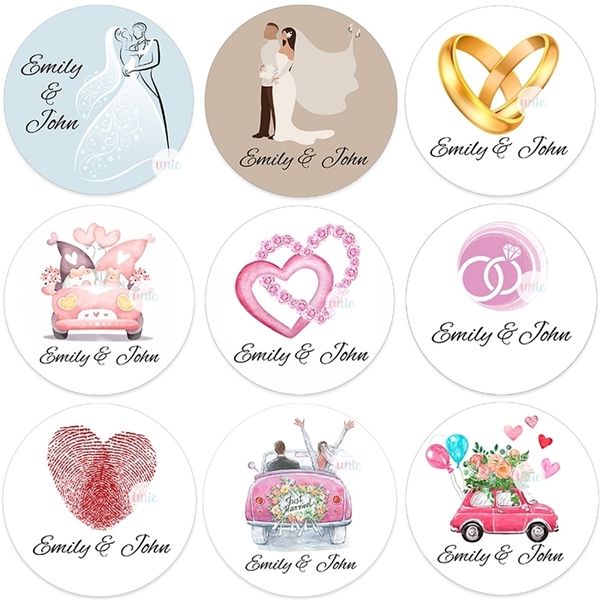 Etiquetas personalizados de adesivos de casamento personalizados qualquer texto de texto personalizado no dia dos namorados noivado