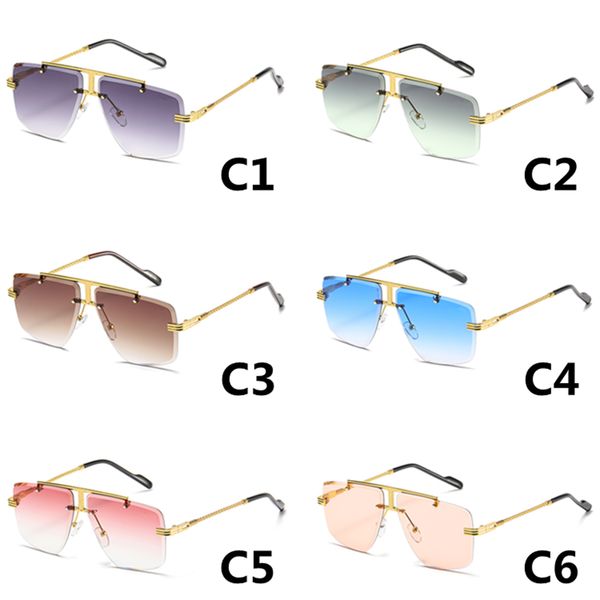Модные солнцезащитные очки Pilot без оправы для мужчин с металлическим каркасом, роскошные солнцезащитные очки, женские дизайнерские оттенки, защита от Uv400