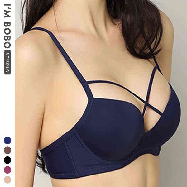 

deep v cup wireless bra fashion comfort bralette underwear female soft bras for women lingerie brasier mujer strappy bra t220726, Red;black