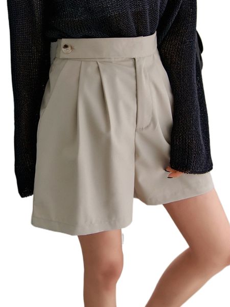 

dazy high waist fold pleated shorts n5bv#, White;black