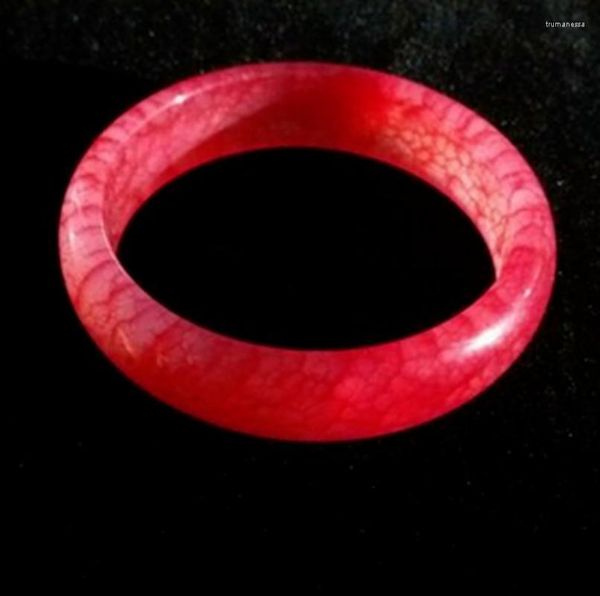 Bracciale rigido naturale 56mm-62mm Bracciale alla moda con perline di giadeite rossa al 100% Trum22