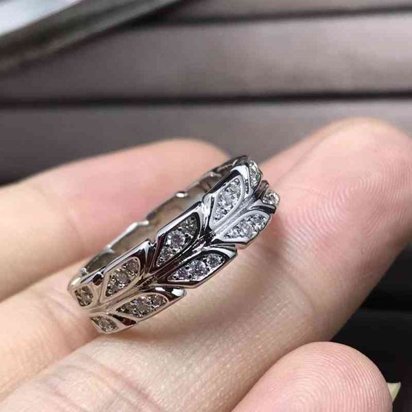 

p1hz t family's new vine full diamond ring men's and women's classic diamond crossing 18k metal couple ring, Silver