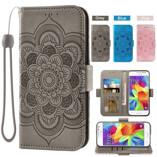 Florale Leder-Geldbörsen-Hüllen für Samsung Galaxy Core Prime G360 G361 Fundas Capa Tasche Handytasche Ständer Flip-Cover Geldbörse