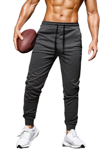 

men slant pockets drawstring waist sweatpants b6up#, Black