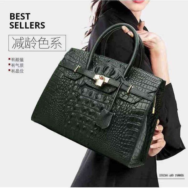 

emmas square handle women's bag fashion business layer leather alligator pattern platinum hand
