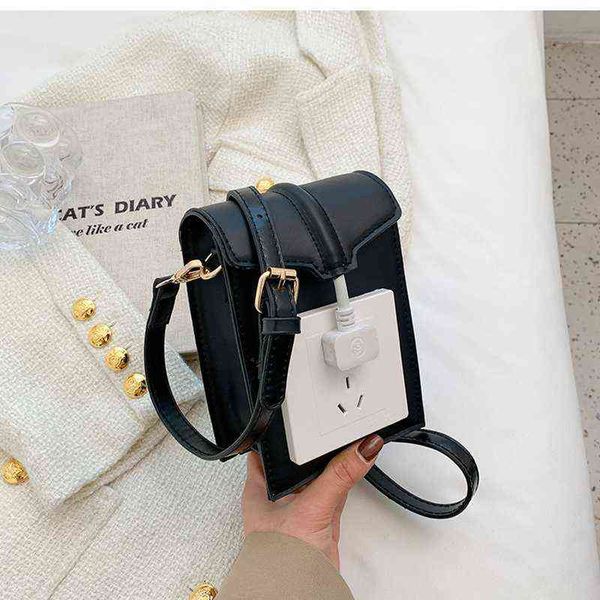 HBP Crossbody Bag Yenilik Soket Deseni PU Omuz S Kadınlar için Yaratıcı Fiş Tasarım Kapatma Telefon Bayanlar Çantalar ve Çantalar 220727