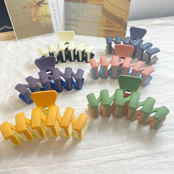

s3085 contrast color resin hairclip for women barrettes matte double colors hair clip large shark clip lady barrette, Golden;silver