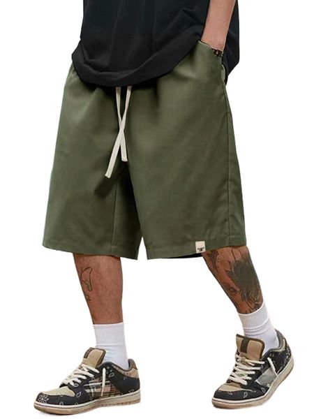 

men letter patched detail drawstring waist shorts x8xp#, White;black