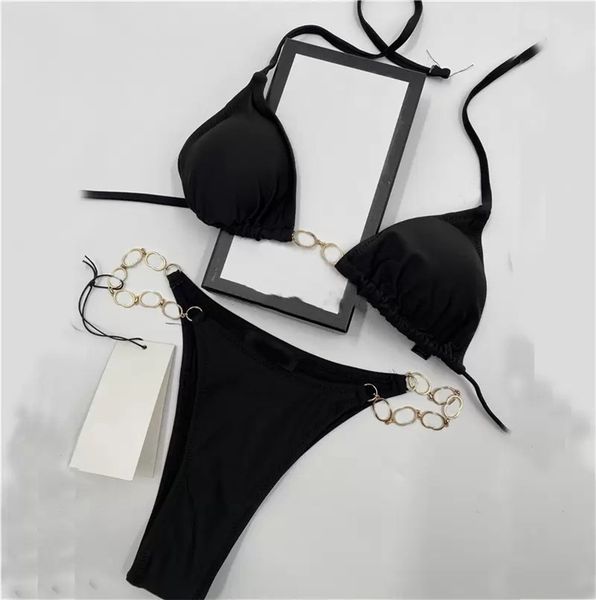 

bikini set chain letter designer swimsuits women summers swimwears high waist ladies bathing suits, White;black