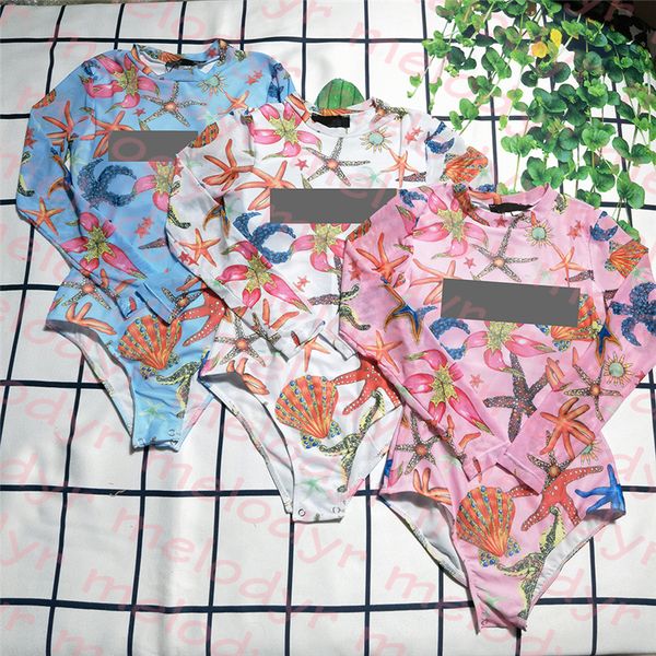 

holiday surfing swimwear slim one piece swimsuit with padded textile starfish pattern bathing suit high neck swimwear
