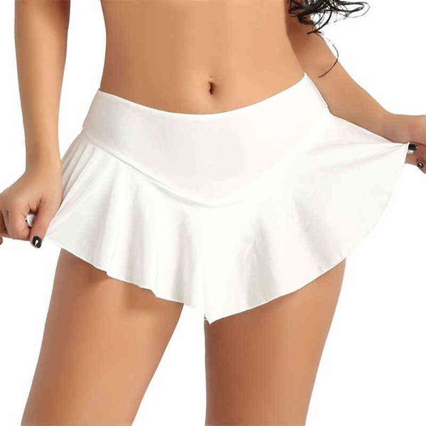 

short mini skirt culottes women micro mini skirt dance clubwear metallic pleated skirt 3 colors y220426, Black