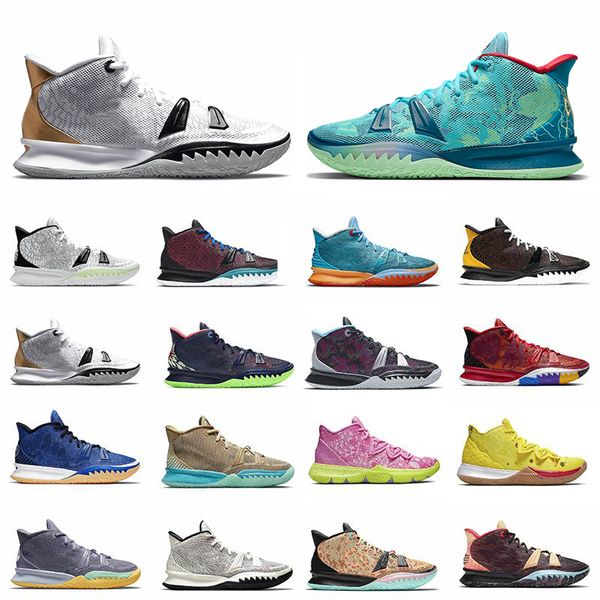 

kyries 7s mens basketball shoes kyrie 5 special-fx pale ivory anime hip hop horus brown green irving 7 trainers outdoor sports sneakers