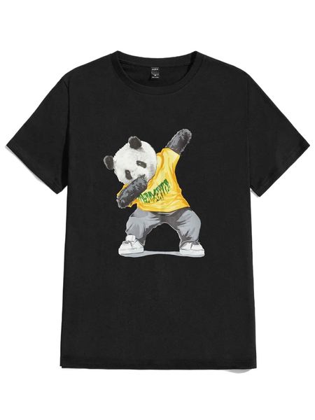 

men panda print tee z7oi#, White;black