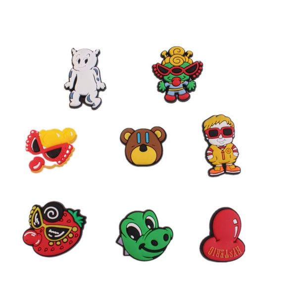 

custom anime croc shoe charms pvc hole garden shoe flower decoration buckle for clog bracelet wristband, White;pink