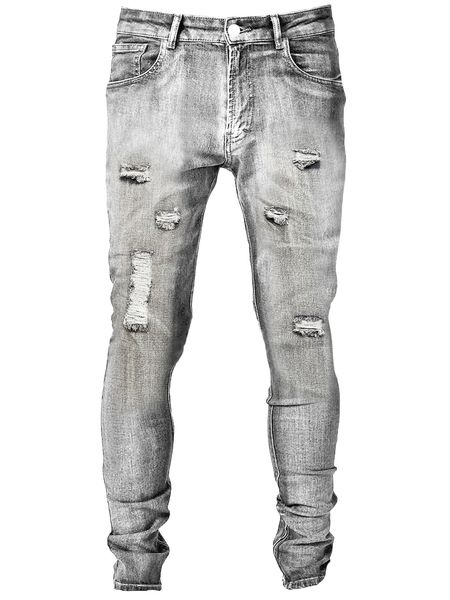 

romwe guys washed ripped jeans q6ry#, Blue
