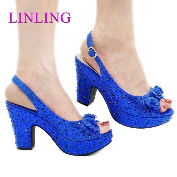 

african shoes for women italian style party pump with rhinestone designer shoes women luxury ladies sandals with heels 220507, Black