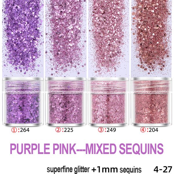 Nail Art Sequins Ultra-ince Glitter Toz + 1mm + 2mm + 3mm Küçük Sequins Ultra-ince degrade Set WH0606