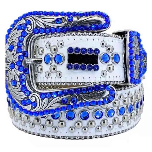 

2022 digner bb simon men's belt ladi sparkling diamond black white blue red multicolor y5xg#, Black;brown