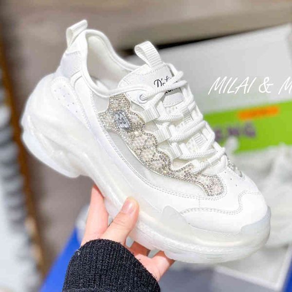 

dress shoes european pearl mesh thick soled leather daddy shoes women's ins sponge cake jelly sports casual x0ci, Black