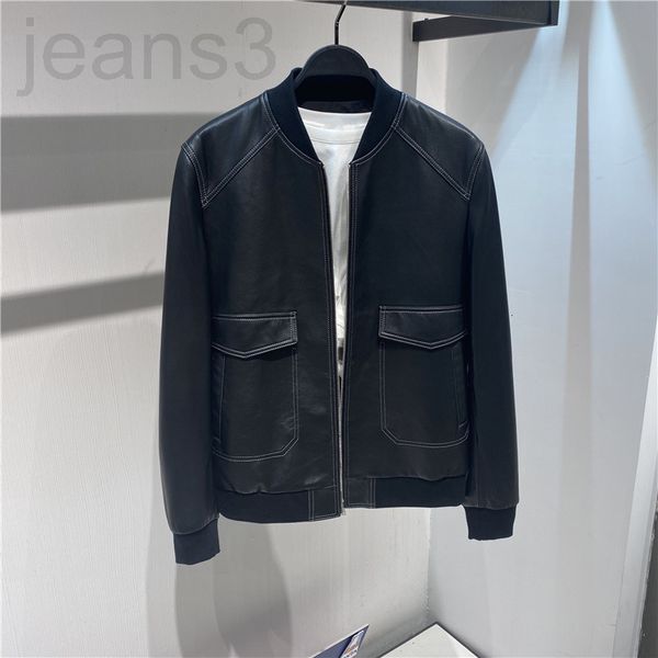 

men's jackets designer 22 spring men's up leather soft work clothes pocket open line fashion casual jacket btbda4803 lr1g, Black;brown