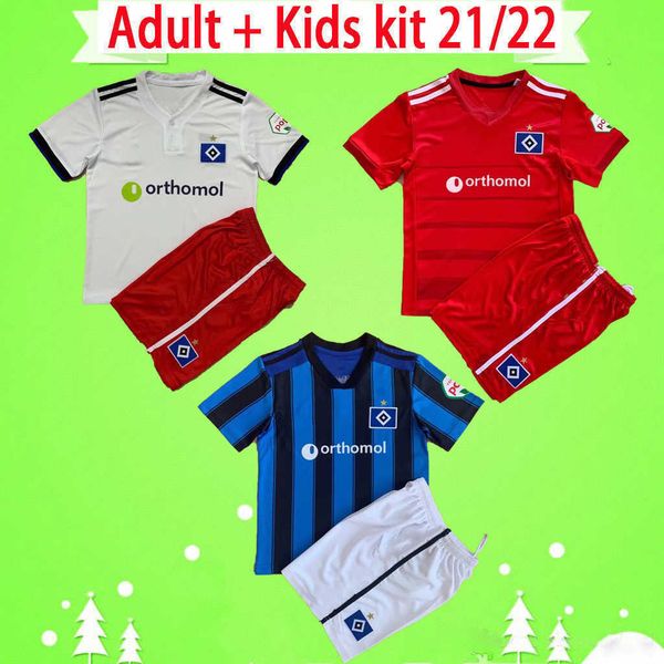 

kids kits 2021 2022 hamburger sv soccer jersey boys sets vagnoman onana leibold reis kittel glatzel dudziak 21 22 hsv men football, Black