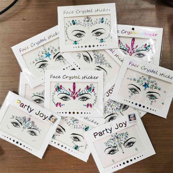 NXY TEMPORANE TEMPORANE TATOO 3D Sexy Face Adesivi Decorazione Scintillio Falso Strass per la donna Party Jewels Tatoo 0330