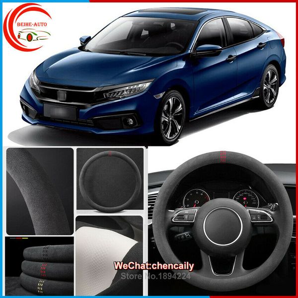 

for honda civic black alcantara car steering wheel cover all seasons suede case