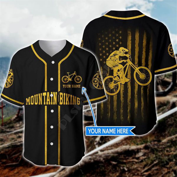 Mountain Biking Nome personalizado camisa de beisebol Jersey S 3D Men S Hip Hop Tops 220707