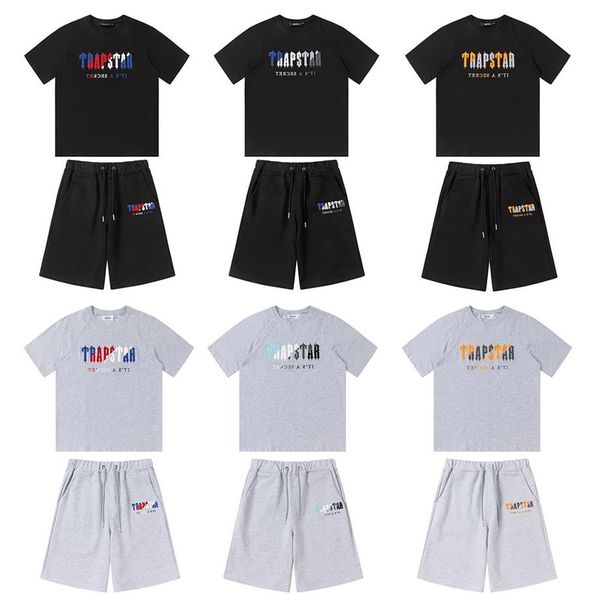 

22ss trapstar embroidery new men's t shirt short sleeve outfit chenille tracksuit black cotton london streetwears-2xl331a, White;black
