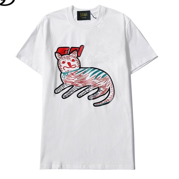 

71% off 2022 summer trendy men's clothing new loose print kitten women's t-shirt couples in early spring black white for men and w