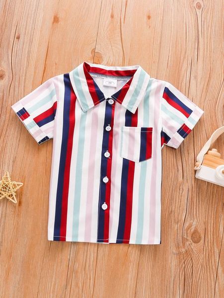 

toddler girls vertical striped patched pocket blouse she, White;black