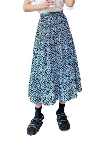 

dazy all over print ruffle hem skirt a9rp#, Black