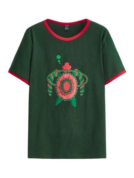 

x ashi turtle print ringer tee n1dw#, White