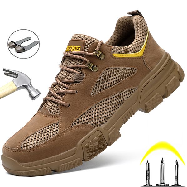 

breathable safety shoes men work sneakers steel toe protective shoes lightweight men boots anti-puncture work shoes footwear, Red;white