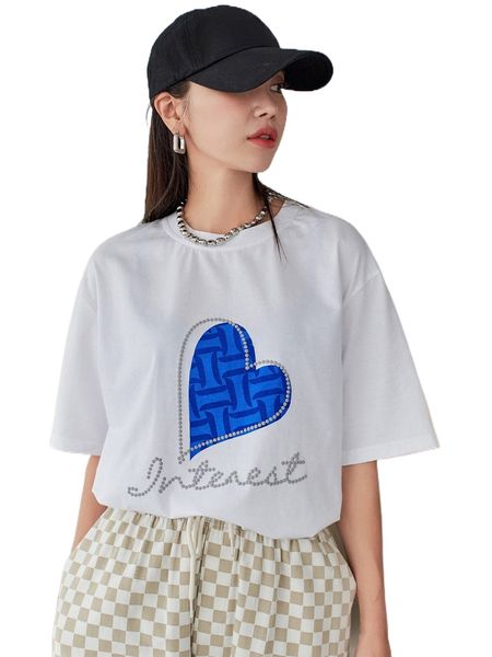 

dazy heart & letter graphic drop shoulder tee n5ax#, White