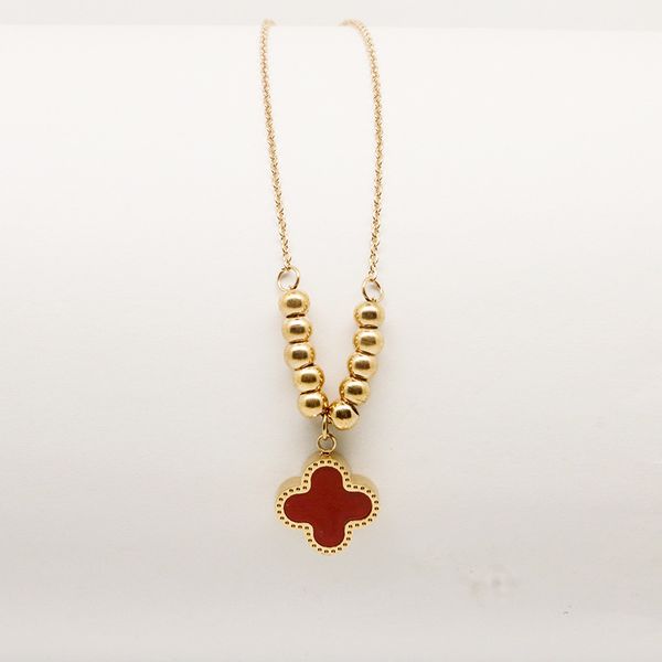 

double side four leaf clover pendant necklace rose gold stainless steel jewelry for women gift, Silver