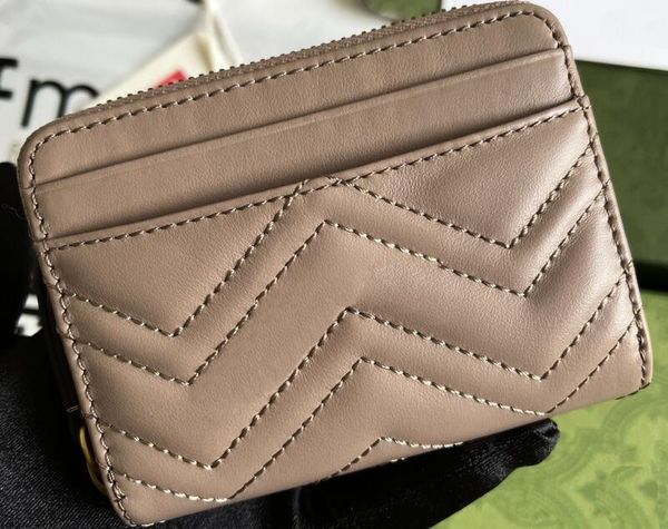 

5a wallets 671772 11.5cm marmont dusty pink nude color matelasse leather zip card case holders coin purses for women with dust bag serial nu, Red;black