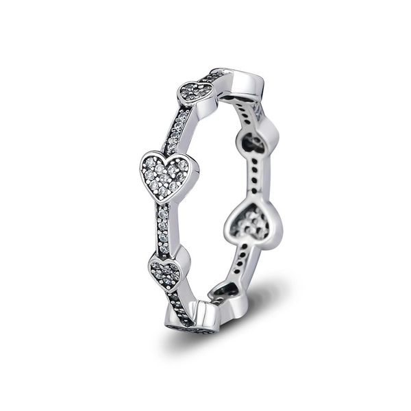 

compatible with pandora jewelry ring silver alluring hearts rings with cz 100% 925 sterling silver jewelry whole diy for women309l