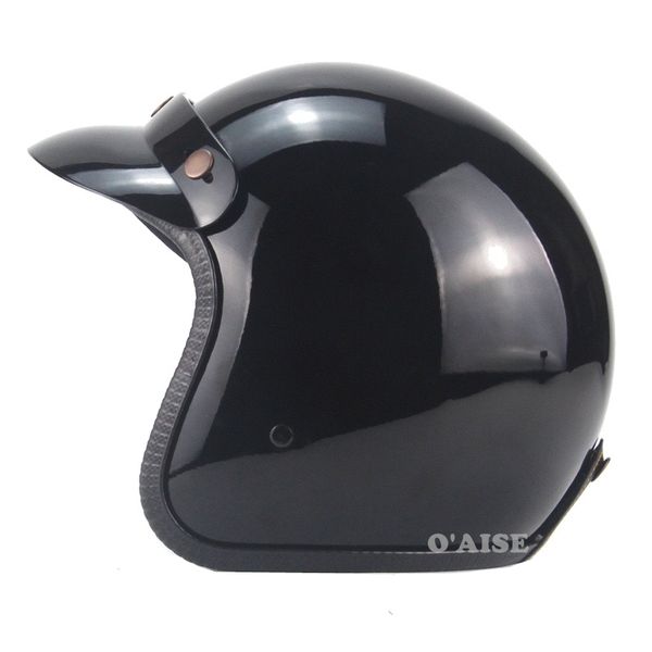 

low profile harley open face helmet bright pure black white color tk29