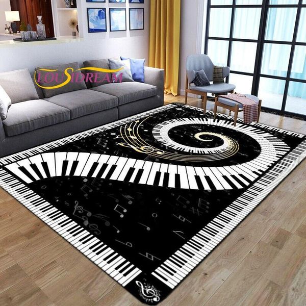 Tappeti Moda Musica per pianoforte 3D per la casa Soggiorno Morbido tappeto di flanella Tappeto da gioco per bambini Zerbino d'ingresso Tappeto per camera da letto per bambiniTappeti