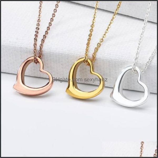 

pendant necklaces pendants jewelry stainless steel heart design for girl friend sier drop delivery 2021 eb7n6, Silver