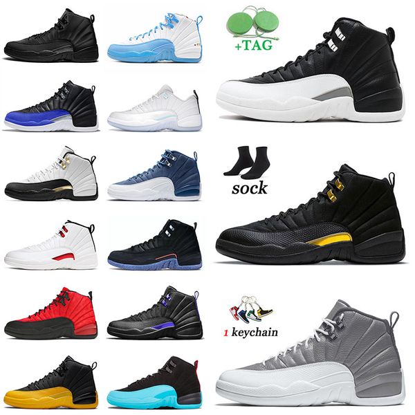 

original jumpman 12 basketballs shoes sneakers playoffs stealth men trainers royalty university gold 12s authentic sports utility grind flu, White;red