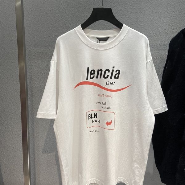 

tee t-shirts 21ss summer new front and back wave printed couple paris short sleeve t-shirt clothes_ut3z, White