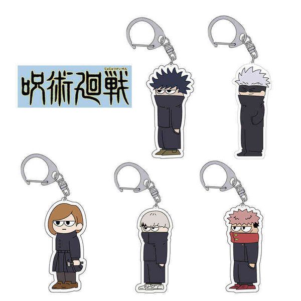 Bonito Jujutsu Kaisen Anime Keychains Gojo Satoru Acrílico Chave Chians em Mochilas Pingente Cosplay Jujutsu Kaisen Keyring para Bags AA220318