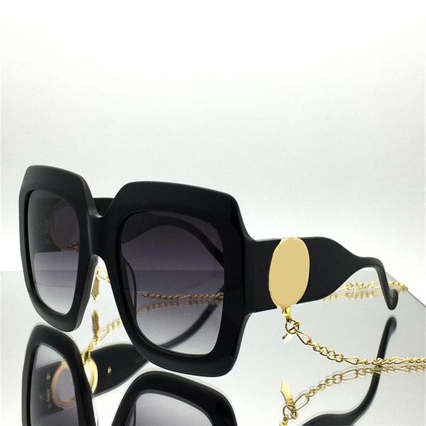 

fashion popular women sunglasses 1022s trend square frame gold chain strap glasses oversized elegant simple style anti225c, White;black