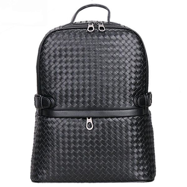 

vintage hand weaving genuine leather backpacks men women school backpacks travel bags big canvas backpack large lapbook bag ha2061