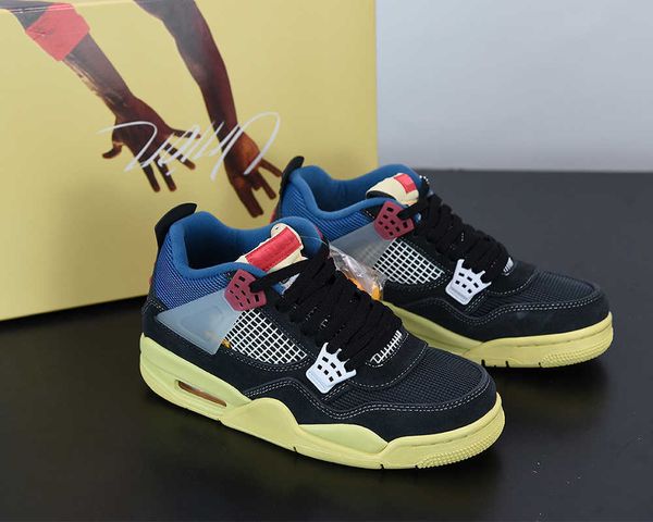 

jumpman 4s x union basketball designer shoes off noir 4 outdoor running trainers sports ship with box dc9533-001, Black