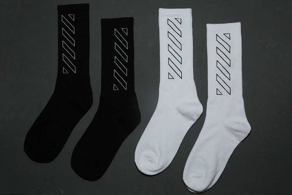 

ow21aw new geometric hollow cordon cotton sports tube socks men's and women's fashion socks, Black