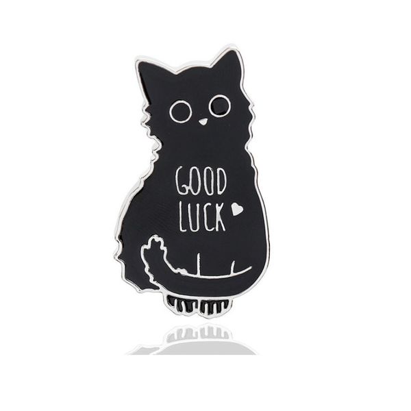 

good luck cat hard enamel pins collect funny anime movies metal cartoon brooch backpack collar lapel badges fashion jewelry, Blue